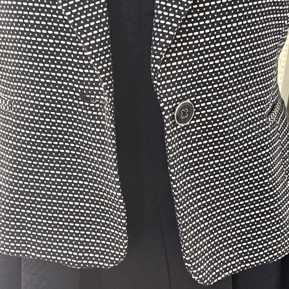 Cynthia Rowley Navy and White Blazer with Notched Lapel - Picture 6 of 7